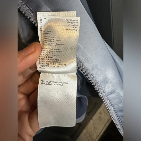 H&M satin look bomber jacket in size small steel blue color is beautiful - Picture 11 of 12